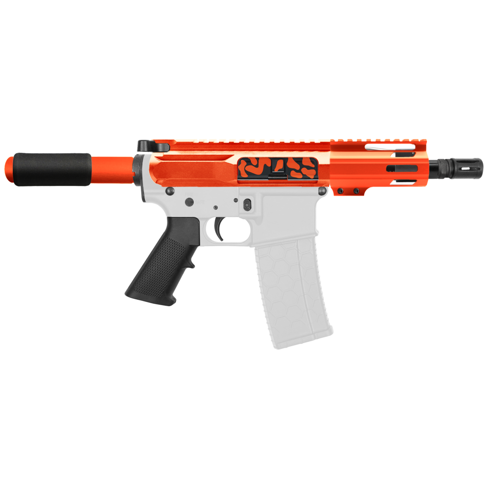 AR-15 5.56 NATO 5'' PISTOL KIT -SIDE CUT BILLET UPPER WITH 4'' HANDGUARD - CERAKOTE CAMO ORG