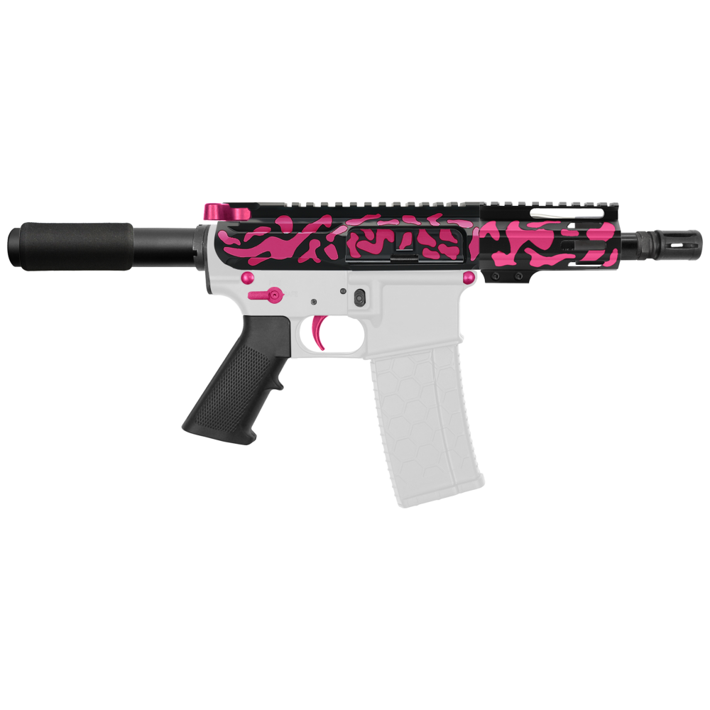 AR-15 5.56 NATO 5'' PISTOL KIT - SIDE CUT BILLET UPPER WITH 4'' HANDGUARD - CERAKOTE CAMO PNK - V2