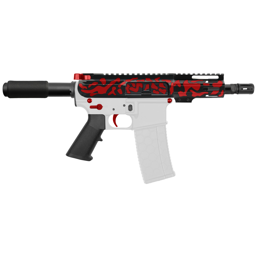 AR-15 5.56 NATO 5'' PISTOL KIT - SIDE CUT BILLET UPPER WITH 4'' HANDGUARD - CERAKOTE CAMO RED - V2