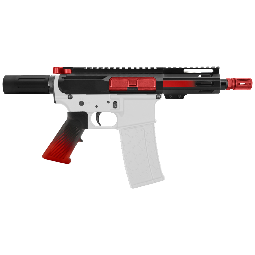 AR-15 5.56 NATO 5'' PISTOL KIT - SIDE CUT BILLET UPPER WITH 4'' HANDGUARD - CERAKOTE GRADIENT RED