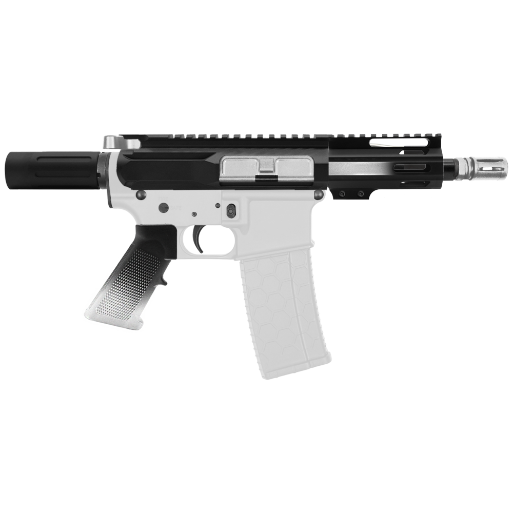 AR-15 5.56 NATO 5'' PISTOL KIT - SIDE CUT BILLET UPPER WITH 4'' HANDGUARD - CERAKOTE GRADIENT GLACIER SILVER