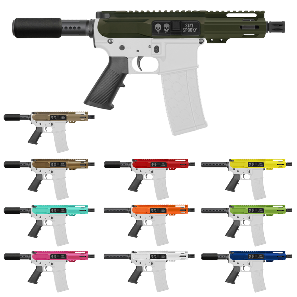 AR-15 5.56 NATO 5'' PISTOL KIT - SIDE CUT BILLET UPPER WITH 4'' HANDGUARD- COLOR SET BILLET UPPER AND HANDGUARD OPTIONS 