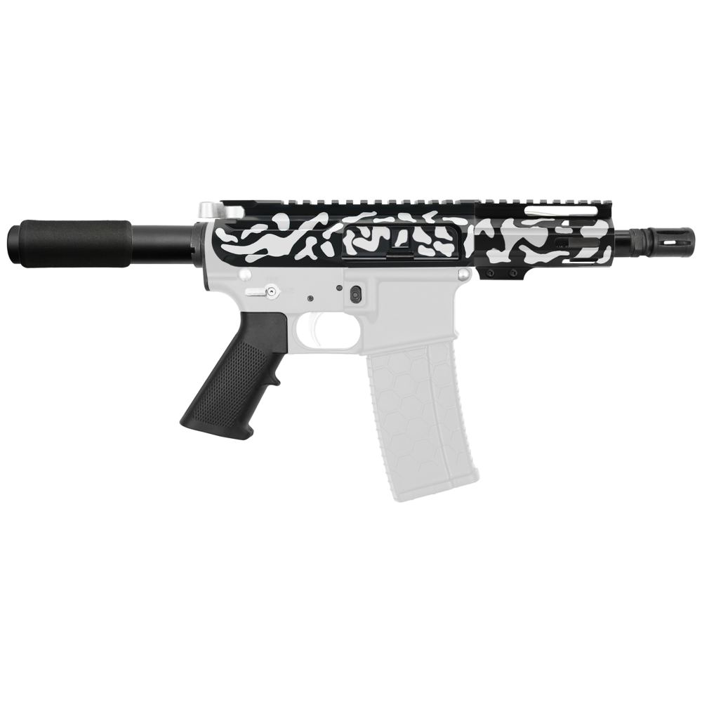 AR-15 5.56 NATO 5'' PISTOL KIT - SIDE CUT BILLET UPPER WITH 4'' HANDGUARD - CERAKOTE CAMO WHI - V2