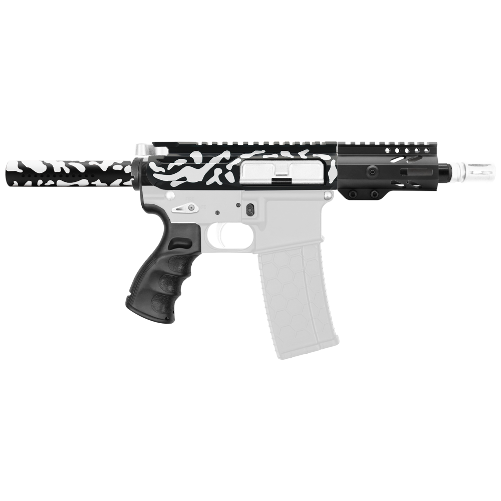 AR-15 5.56 NATO 5'' PISTOL KIT - BILLET UPPER WITH 4'' SUPER SLIM FREE FLOAT HANDGUARD - CERAKOTE CAMO WHI