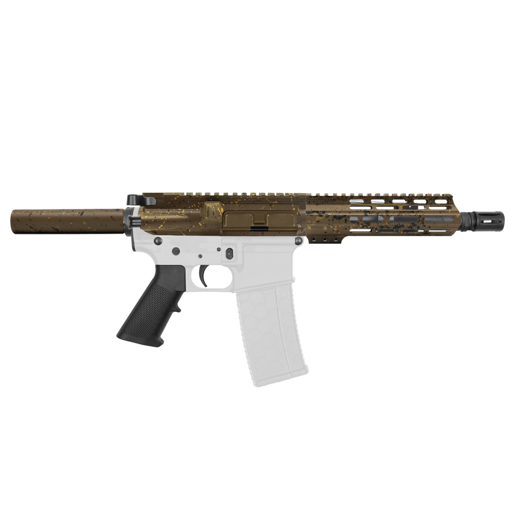 AR-15 5.56 NATO 7.5'' PISTOL KIT - FORGED UPPER WITH 7" Angle Cut Clamp on M-Lok Handguard - CERAKOTE FDE SPLATTER