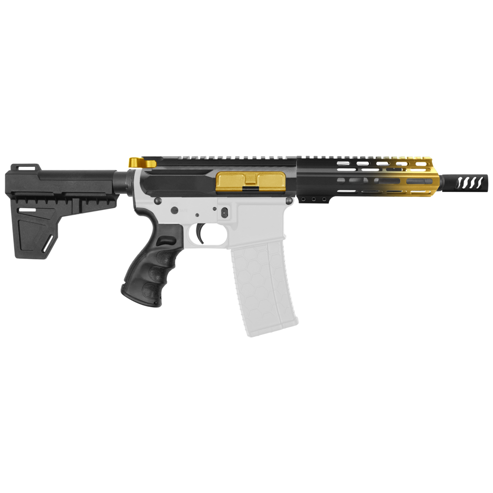 AR-15 5.56 NATO 7.5'' PISTOL KIT - SIDE CUT BILLET UPPER WITH 7'' HANDGUARD - CERAKOTE GRADIENT GOLD