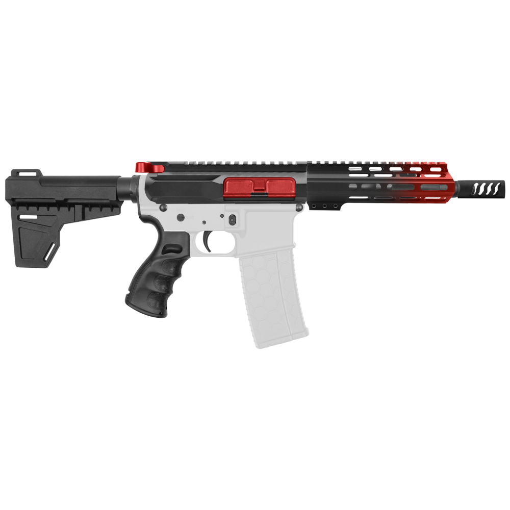 AR-15 5.56 NATO 7.5'' PISTOL KIT - SIDE CUT BILLET UPPER WITH 7'' HANDGUARD - CERAKOTE GRADIENT RED