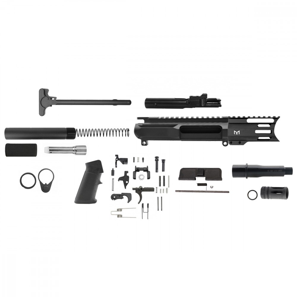 AR-40 4.5" BILLET UPPER RECEIVER PISTOL BUILD KIT W/4" M-LOK HANDGUARD C CUT- BCG-LPK &  Pistol Tube Kit