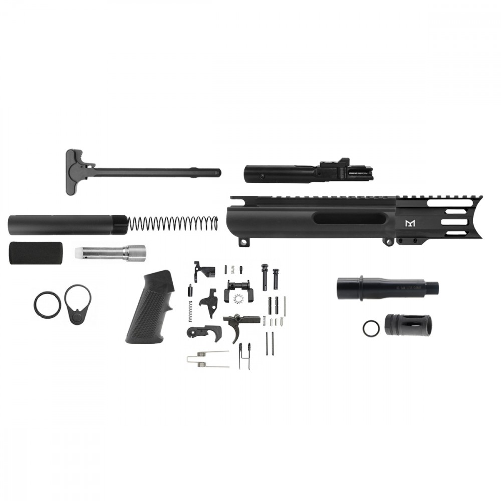 AR-40 4.5" SLICK SIDE UPPER RECEIVER PISTOL BUILD KIT W/4" M-LOK HANDGUARD C CUT- BCG-LPK &  Pistol Tube Kit