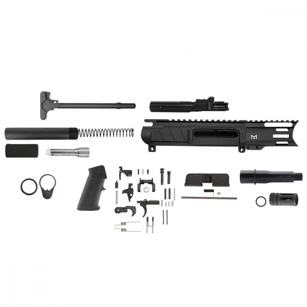 AR-40 4.5" BILLET MOD 1 UPPER RECEIVER PISTOL BUILD KIT W/4" M-LOK HANDGUARD C CUT- BCG-LPK &  Pistol Tube Kit