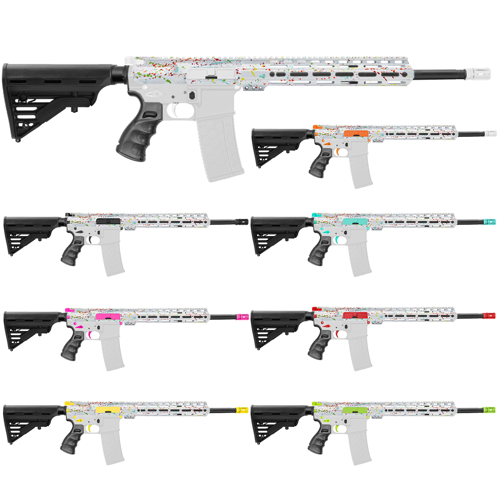 AR-15 5.56 NATO 16'' CARBINE KIT - FORGED UPPER WITH 12" Angle Cut Clamp on M-Lok Handguard - CERAKOTE WHI SPLATTER