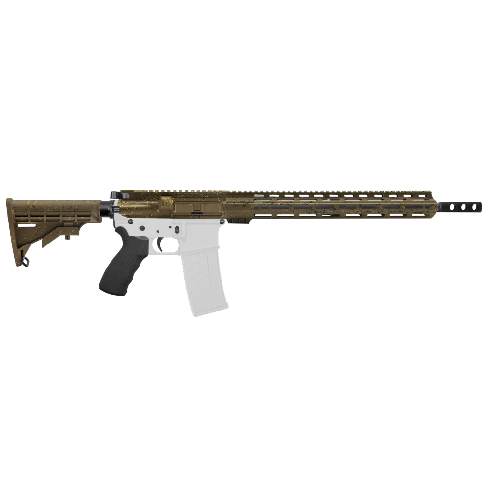 AR-15 5.56 NATO 16" CARBINE KIT - FORGED UPPER WITH 15" Angle Cut Clamp on M-Lok Handguard - CERAKOTE FDE SPLATTER