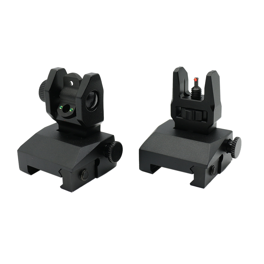 AR- Fiber Optics- Flip Up Front & Rear Sights with Red and Green Dots