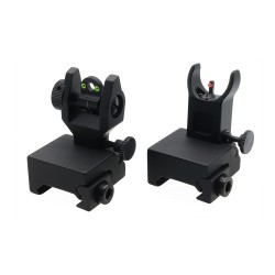 Fiber Optics Flip Up Front & Rear Sights with Red and Green Dots - Packaged