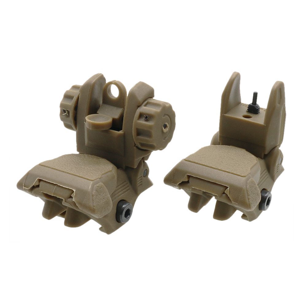Tactical Polymer Flip up Front and Rear Sight TAN