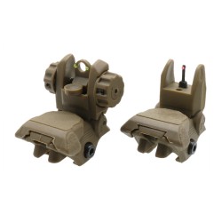 Tactical Polymer Flip up Front and Rear Sight-Tan