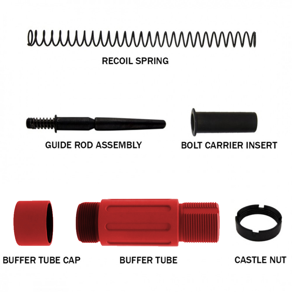 CERAKOTE RED | AR-15 Complete Compact Buffer Tube 3.5''| End Plate Option