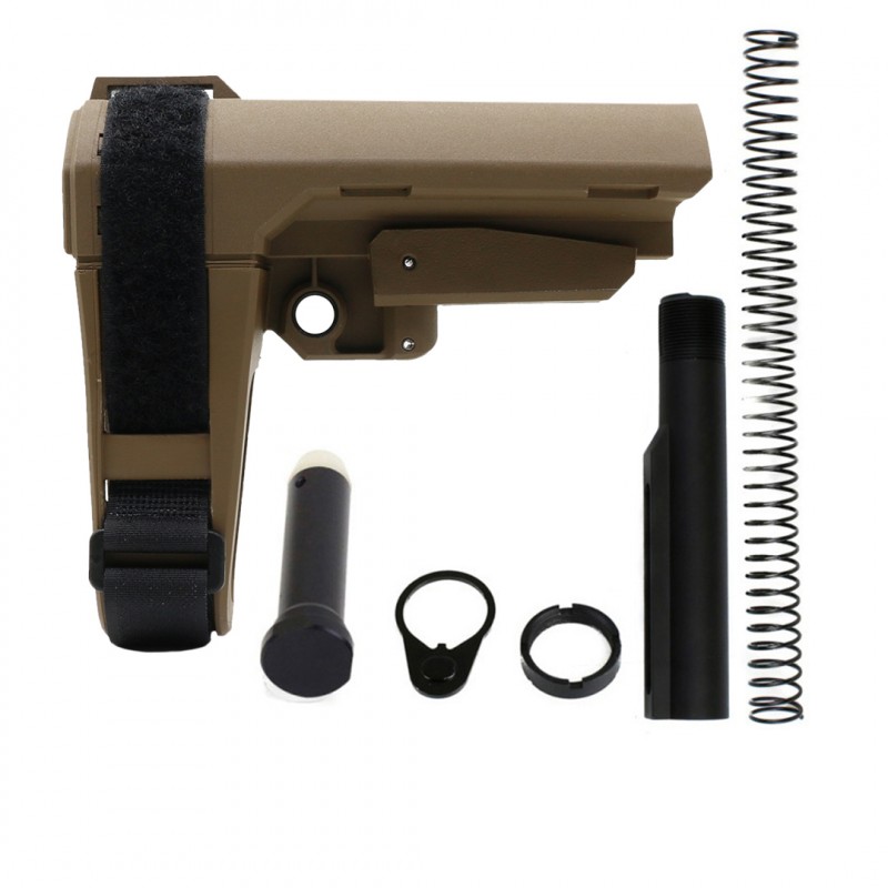 AR-15 SB Tactical SBA3 Pistol Buffer Tube Kit - FDE - CALIBER OPTION