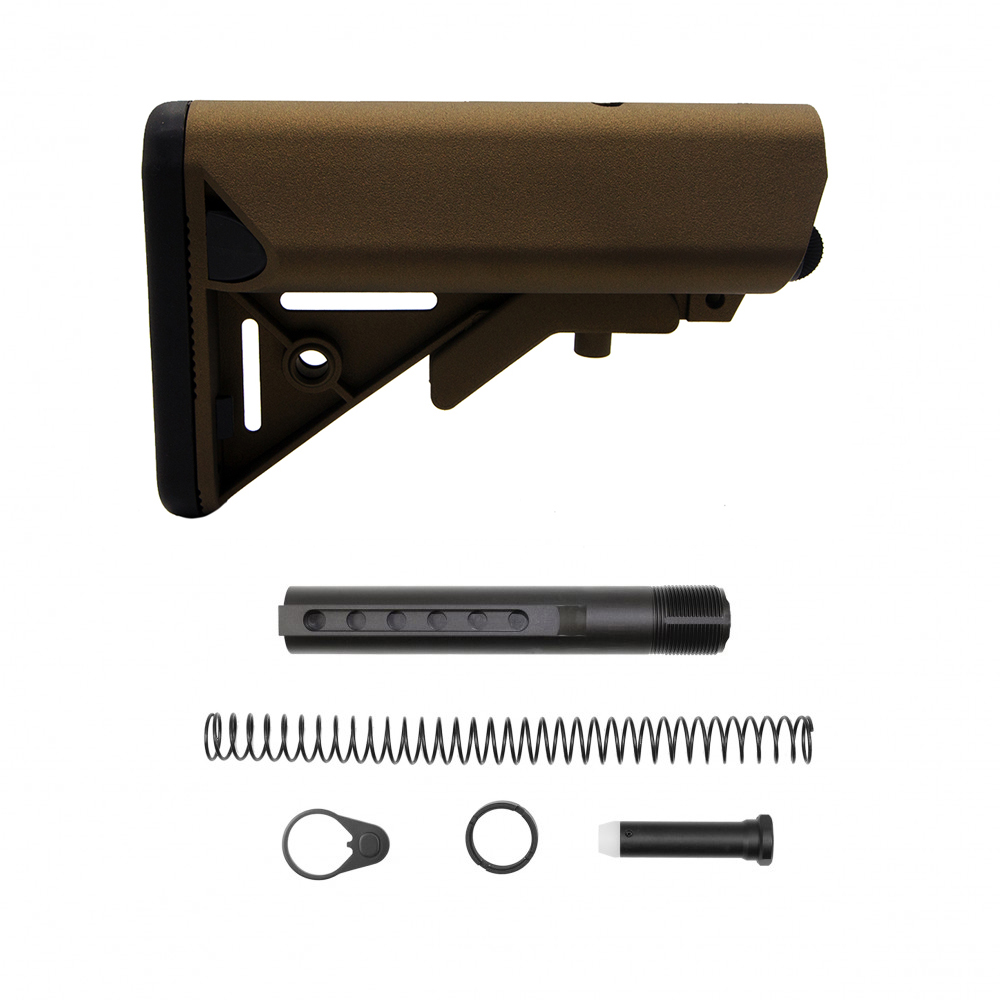 AR-15 Mil-Spec 6-Position Collapsible Buffer Tube Kit- SOPMOD Stock- Cerakote Burnt Bronze 