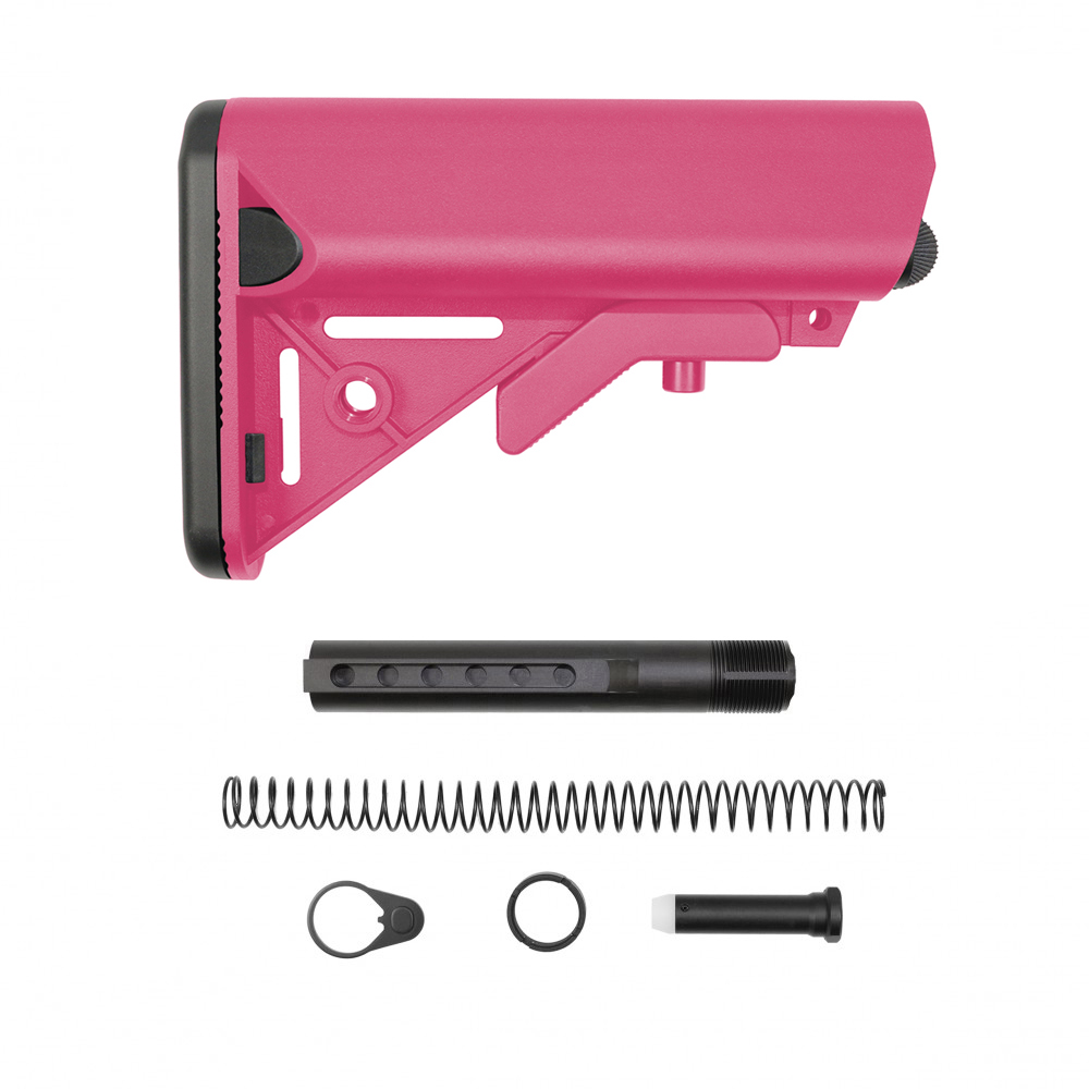 AR-15 Mil-Spec 6-Position Collapsible Buffer Tube Kit- SOPMOD Stock- Cerakote Pink