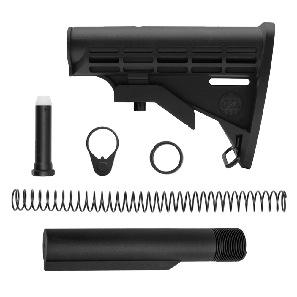 AR-15 COLLAPSIBLE STANDARD VERSION STOCK BODY-MIL SPEC- MADE IN USA | W/ 6-Position Buffer Tube Kit | Mil-Spec