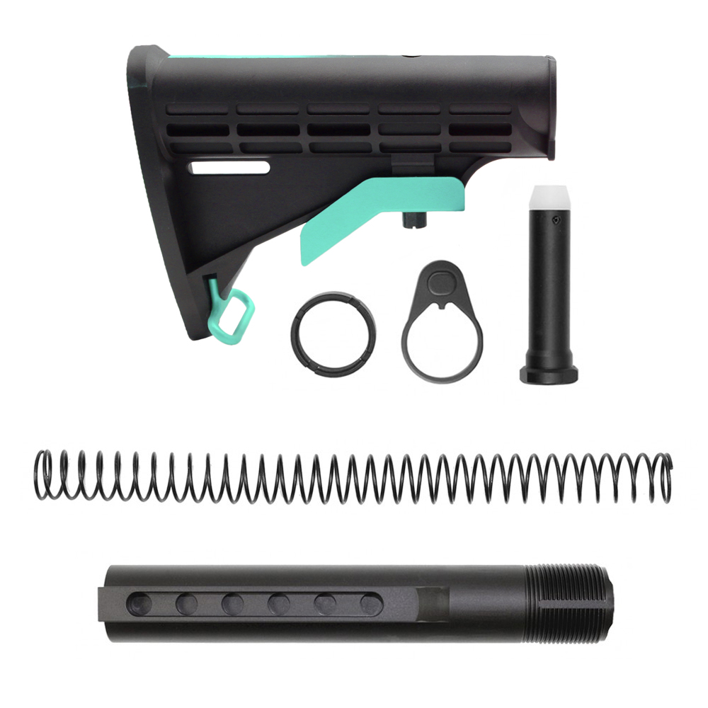 CERAKOTE GRADIENT ROBIN EGG| AR-15 COLLAPSIBLE STANDARD VERSION STOCK BODY-MIL SPEC- MADE IN USA | W/ 6-Position Buffer Tube Kit | Mil-Spec