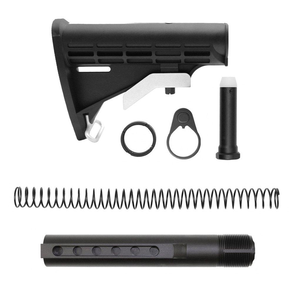 CERAKOTE GRADIENT WHITE| AR-15 COLLAPSIBLE STANDARD VERSION STOCK BODY-MIL SPEC- MADE IN USA | W/ 6-Position Buffer Tube Kit | Mil-Spec