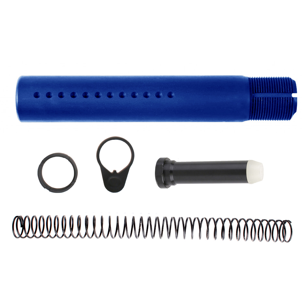AR-15 .223/5.56 Complete Dimpled Pistol Buffer Tube Kit- NO FOAM- Cerakote Blue Flame