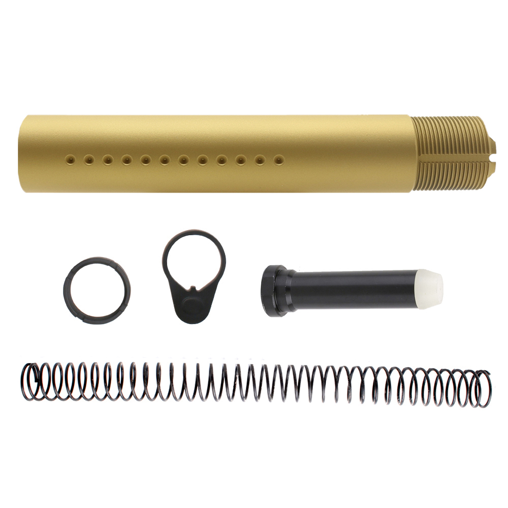 AR-15 .223/5.56 Complete Dimpled Pistol Buffer Tube Kit- NO FOAM- Cerakote Gold