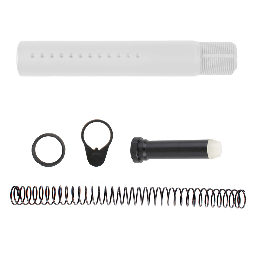 AR-15 .223/5.56 Complete Dimpled Pistol Buffer Tube Kit- NO FOAM- Cerakote Bright White