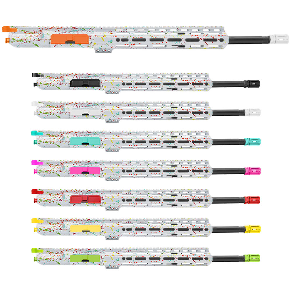 AR-15 5.56 NATO 16'' CARBINE KIT - FORGED UPPER WITH 12" Angle Cut Clamp on M-Lok Handguard - CERAKOTE WHI SPLATTER - UPPER ASSEMBLY