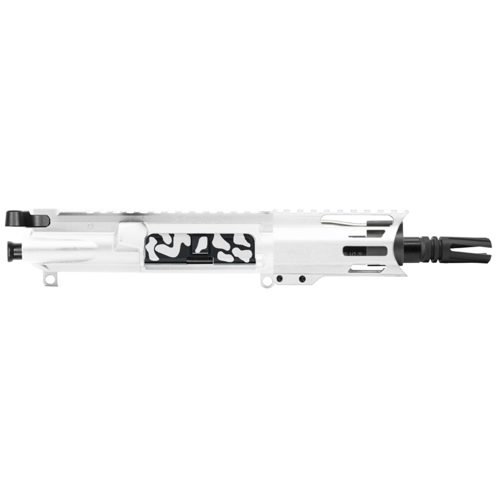 AR-15 5.56 NATO 5'' PISTOL KIT - BILLET UPPER WITH 4'' HANDGUARD C CUT - CERAKOTE CAMO WHI - UPPER ASSEMBLY 