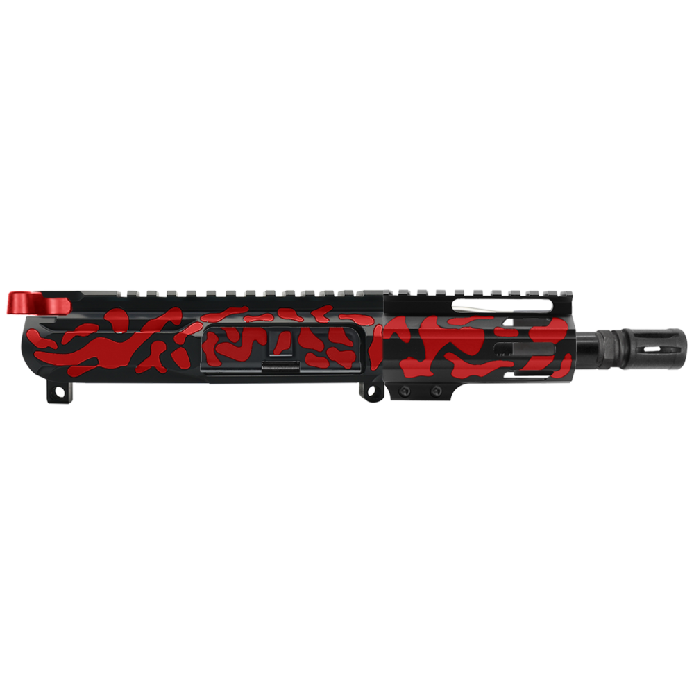 AR-15 5.56 NATO 5'' PISTOL KIT - SIDE CUT BILLET UPPER WITH 4'' HANDGUARD - CERAKOTE CAMO RED - V2 - UPPER ASSEMBLY