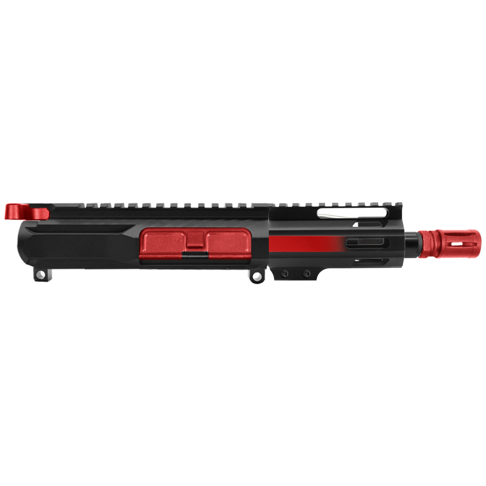 AR-15 5.56 NATO 5'' PISTOL KIT - SIDE CUT BILLET UPPER WITH 4'' HANDGUARD - CERAKOTE GRADIENT RED - UPPER ASSEMBLY