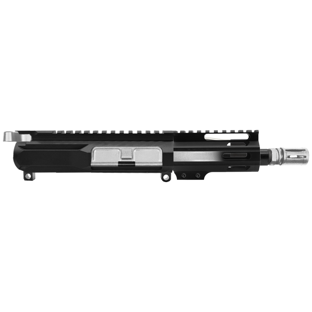 AR-15 5.56 NATO 5'' PISTOL KIT - SIDE CUT BILLET UPPER WITH 4'' HANDGUARD - CERAKOTE GRADIENT GLACIER SILVER - UPPER ASSEMBLY
