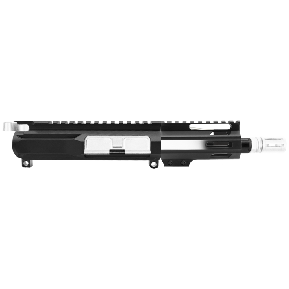 AR-15 5.56 NATO 5'' PISTOL KIT - SIDE CUT BILLET UPPER WITH 4'' HANDGUARD - CERAKOTE GRADIENT BRIGHT WHITE - UPPER ASSEMBLY
