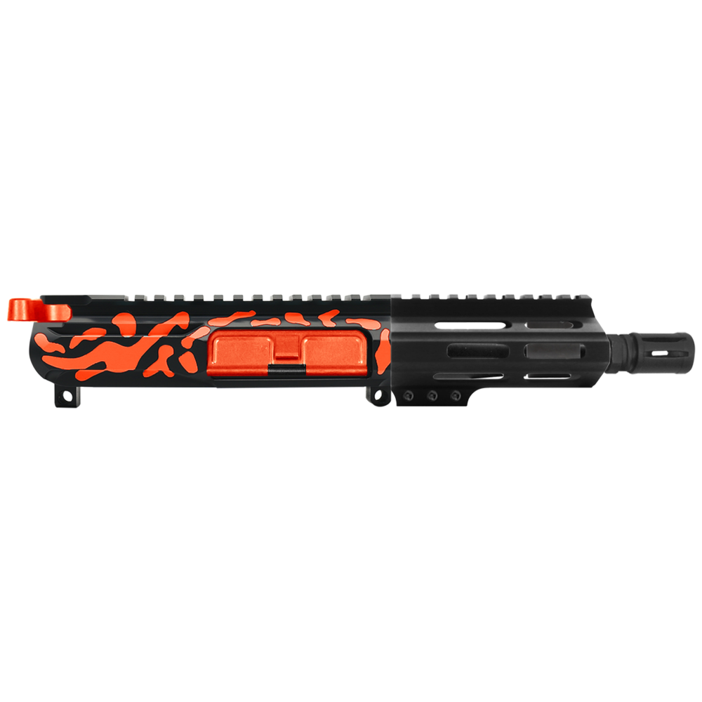AR-15 5.56 NATO 5'' PISTOL KIT - SIDE CUT BILLET UPPER WITH 4.5'' M-LOK SUPER SLIM FREE FLOAT HANDGUARD - CERAKOTE CAMO ORG - UPPER ASSEMBLY