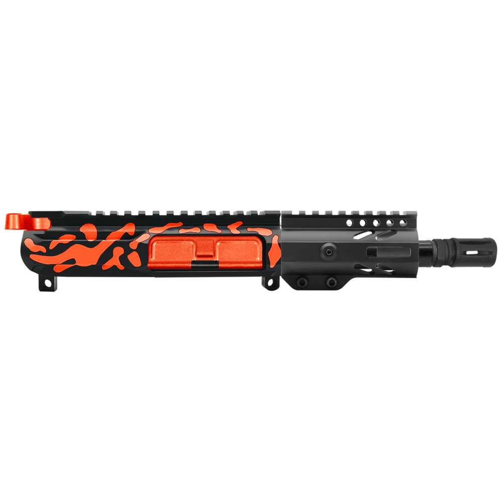 AR-15 5.56 NATO 5'' PISTOL KIT - SIDE CUT BILLET UPPER WITH 4'' SUPER SLIM FREE FLOAT HANDGUARD - CERAKOTE CAMO ORG - UPPER ASSEMBLY