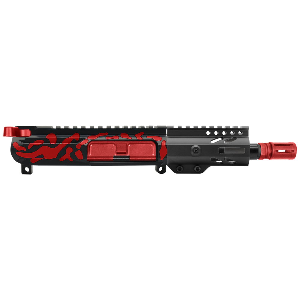 AR-15 5.56 NATO 5'' PISTOL KIT - BILLET UPPER WITH 4'' SUPER SLIM FREE FLOAT HANDGUARD - CERAKOTE CAMO RED - UPPER ASSEMBLY