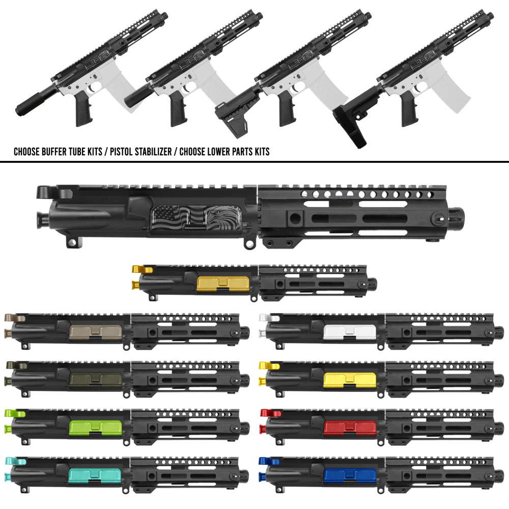 AR-15 5.56 NATO 6'' PISTOL- FORGED UPPER WITH 7'' HANDGUARD AND COLOR OPTION BUNDLE - UPPER ASSEMBLY