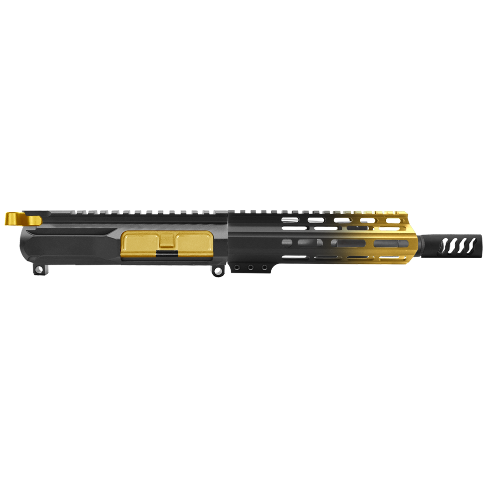 AR-15 5.56 NATO 7.5'' PISTOL KIT - SIDE CUT BILLET UPPER WITH 7'' HANDGUARD - CERAKOTE GRADIENT GOLD - UPPER ASSEMBLY