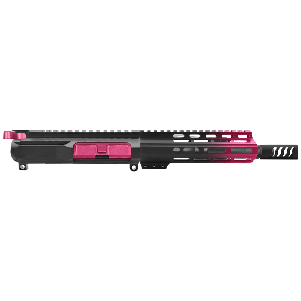 AR-15 5.56 NATO 7.5'' PISTOL KIT - SIDE CUT BILLET UPPER WITH 7'' HANDGUARD - CERAKOTE GRADIENT PINK - UPPER ASSEMBLY