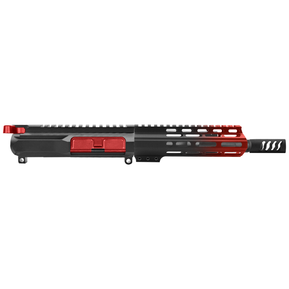 AR-15 5.56 NATO 7.5'' PISTOL KIT - SIDE CUT BILLET UPPER WITH 7'' HANDGUARD - CERAKOTE GRADIENT RED - UPPER ASSEMBLY