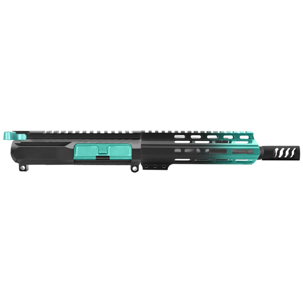 AR-15 5.56 NATO 7.5'' PISTOL KIT - SIDE CUT BILLET UPPER WITH 7'' HANDGUARD - CERAKOTE GRADIENT ROBINS EGG - UPPER ASSEMBLY