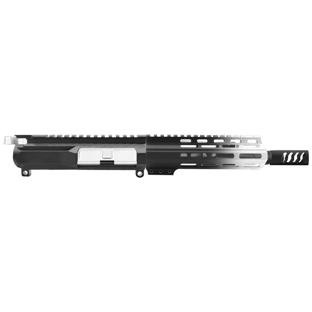 AR-15 5.56 NATO 7.5'' PISTOL KIT - SIDE CUT BILLET UPPER WITH 7'' HANDGUARD - CERAKOTE GRADIENT BRIGHT WHITE - UPPER ASSEMBLY