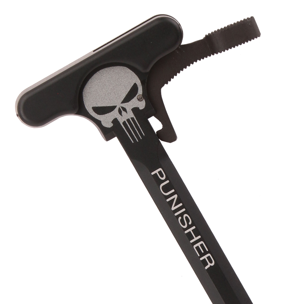 AR-15 Tactical Charging Handle Oversized Latch W/ PUNISHER Engraving.