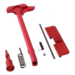 AR-15 Extended Latch Charging Handle Forward Assist and Ejection Cover Door - Red
